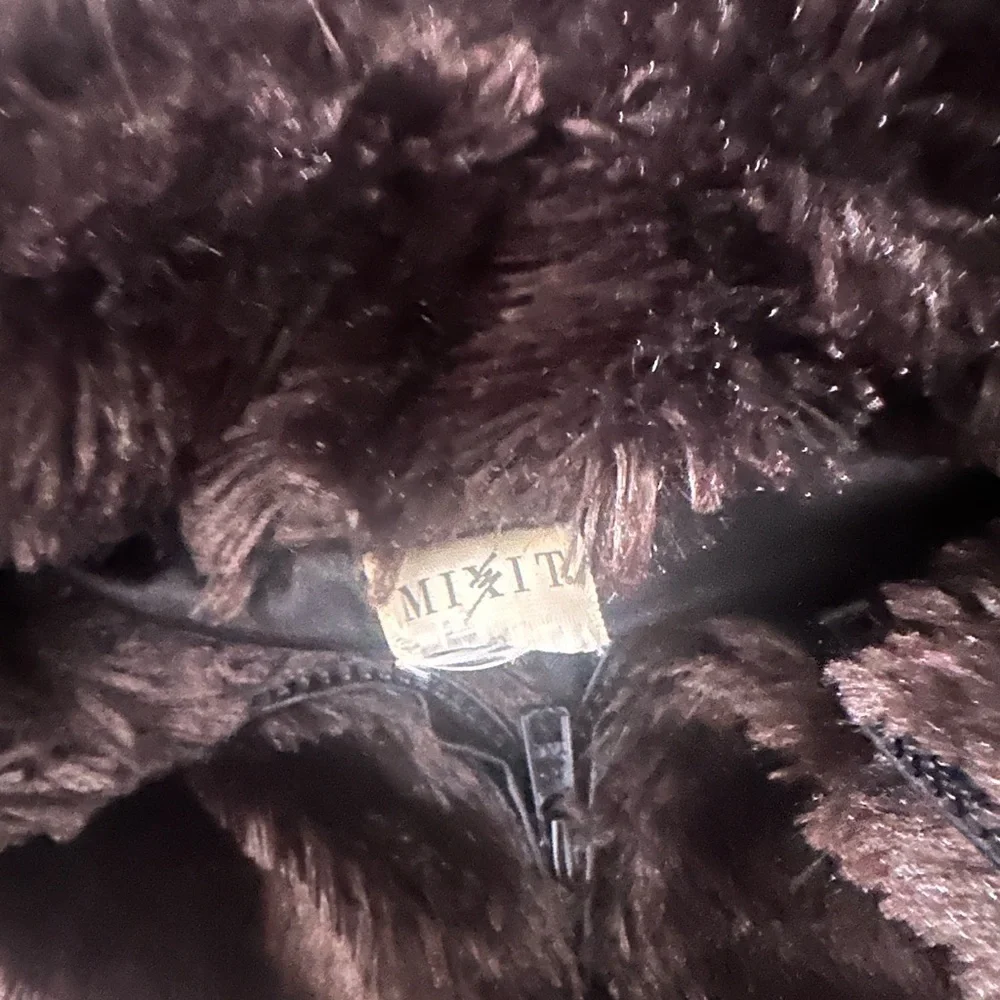 Mixit Dark Brown Faux Fur Zip-Up Ves